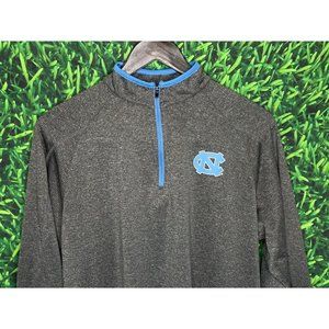 North Carolina Tar Heels UNC 1/4 Zip Pullover Stretch Gray Blue Men’s Medium